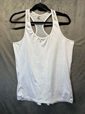 Mesh Razorback Athleta White Workout Tank Top Sheer Back Panel Gym Running Walk